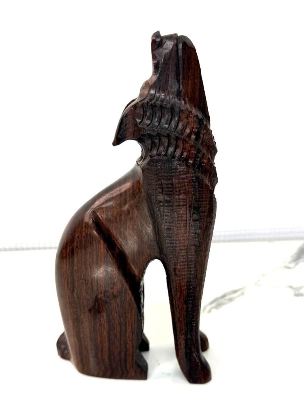 Vintage Hand Carved coyote, howling wolf figurine